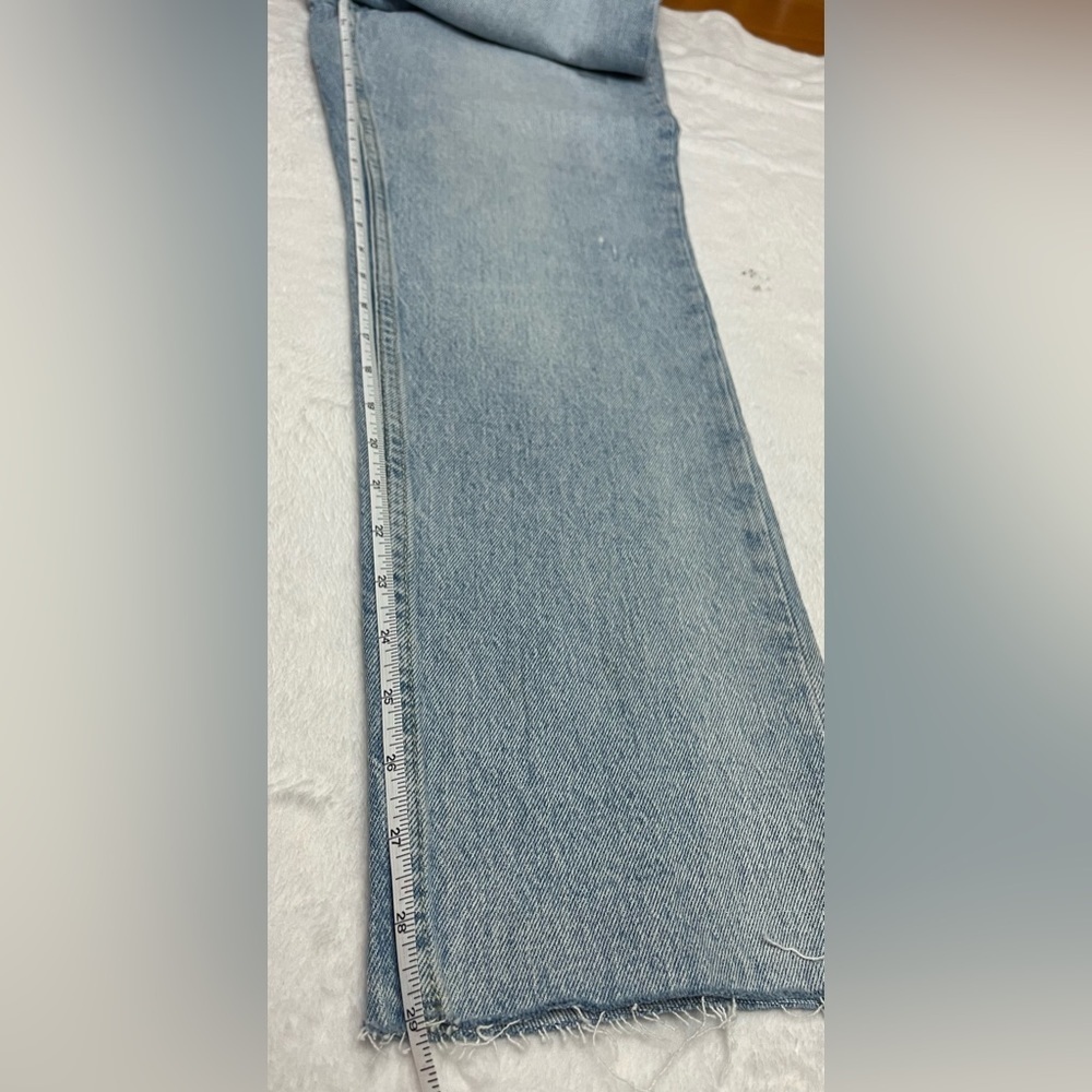 Free Assembly Woman’s Sz 8 denim jeans super high rise straight w/distressing - Picture 4 of 9